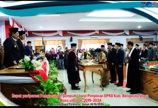 Pelantikan Pimpinan DPRD Bengkulu Utara masa jabatan 2019 – 2024 berjalan sukses