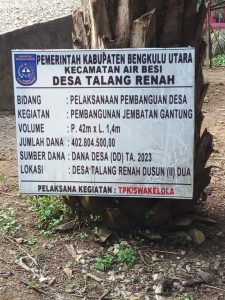 Dana ratusan juta Proyek jembatan gantung Talang Renah mangkrak